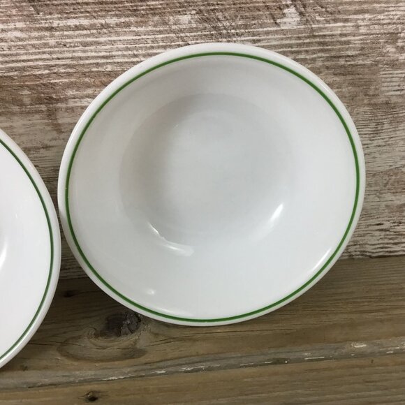 Corelle Set Of 5 White Soup/Cereal Bowls with Dark Green Band 6 1/4" - Picture 7 of 12